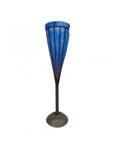 FLORERO FORJA - VIDRIO AZUL 70x17.5