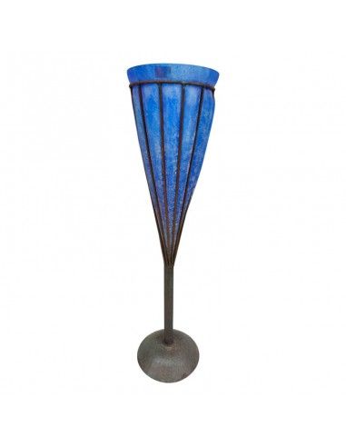 FLORERO FORJA - VIDRIO AZUL 70x17.5