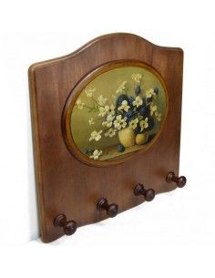 PERCHA DE PARED MADERA CON IMAGEN DE FLORES 2