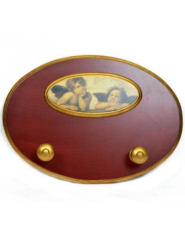 PERCHA DE PARED MADERA CON IMAGEN DE ANGEL
