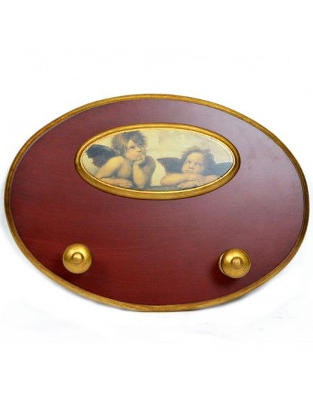 PERCHA DE PARED MADERA CON IMAGEN DE ANGEL