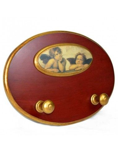 PERCHA DE PARED MADERA CON IMAGEN DE ANGEL