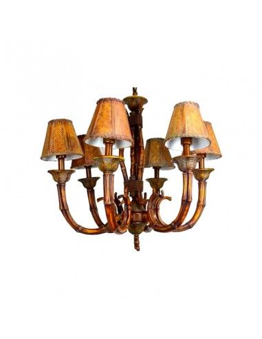 LAMPARA DE TECHO RESINA MARRON 6 luces