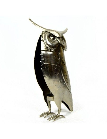 FIGURA BUHO METAL PORTAVELA
