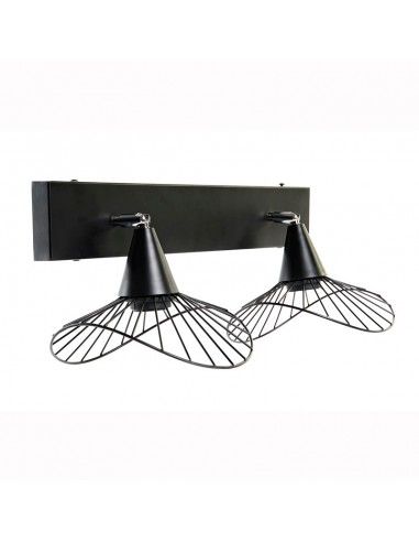 APLIQUE METAL NEGRO 2LUCES 16x50