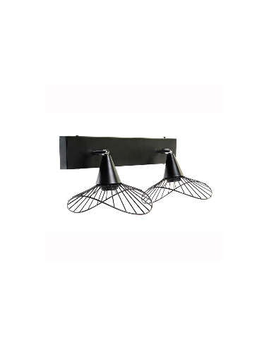 APLIQUE METAL NEGRO 2LUCES 16x50