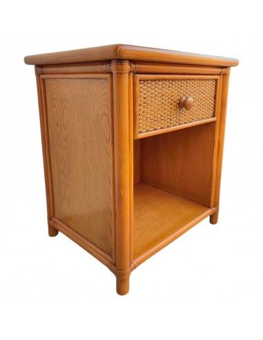 MESITA DE NOCHE MADERA-RATÁN 55x50