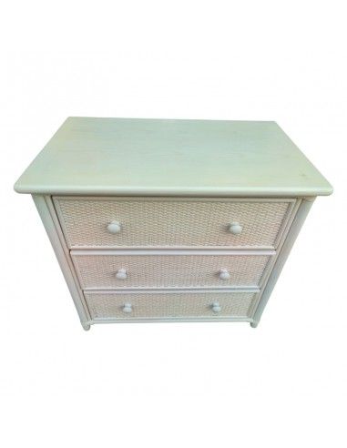 COMODA MADERA-RATÁN BLANCO 72x75