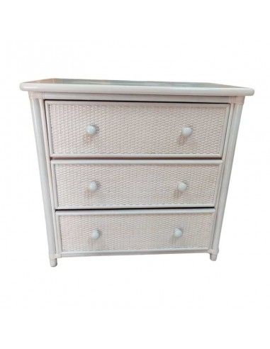 COMODA MADERA-RATÁN BLANCO 72x75