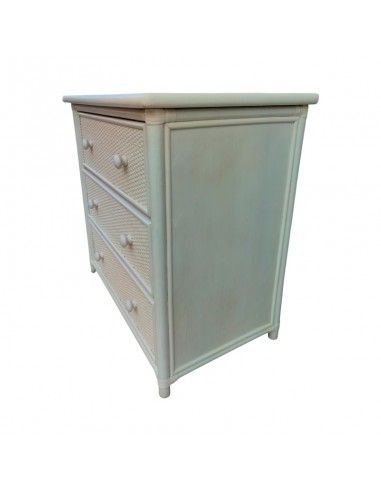 COMODA MADERA-RATÁN BLANCO 72x75