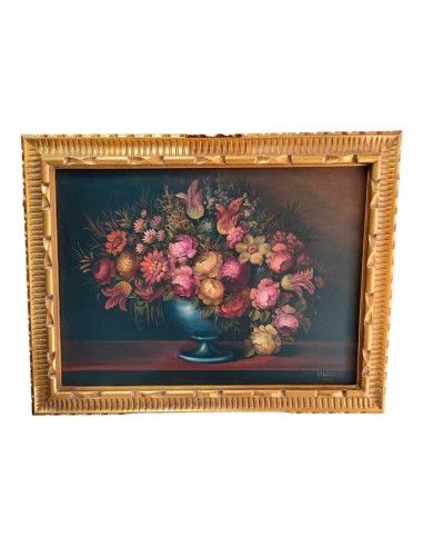 CUADRO ANTIGUO FLORES 77x99