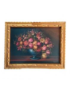 CUADRO ANTIGUO FLORES 77x99