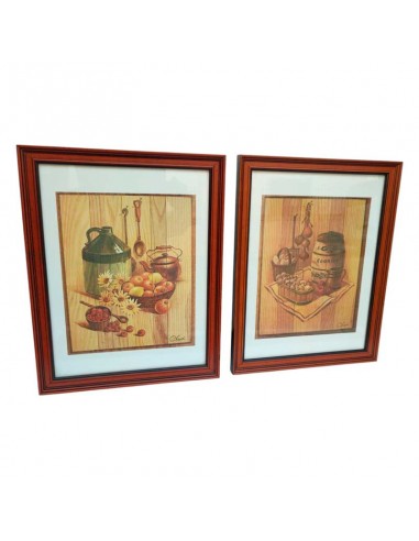 CUADRO BODEGON FRUTA 44x34 set de dos