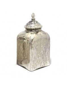 TIBOR DE VIDRIO CREMA - PLATA
