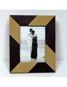 PORTAFOTO POLIPIEL COLOR MARRON-BEIGE