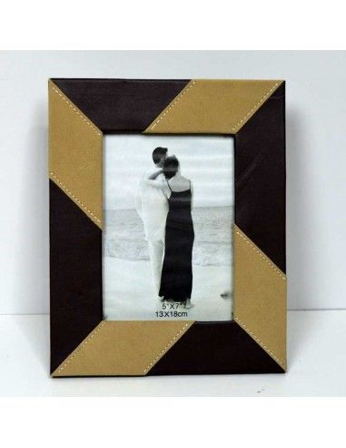 PORTAFOTO POLIPIEL COLOR MARRON-BEIGE