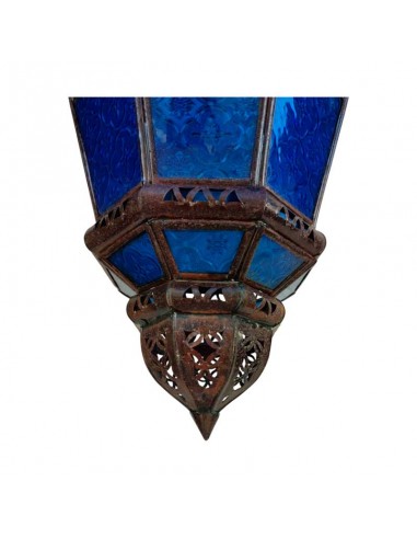 COLGANTE DE TECHO METAL Y VIDRIO AZUL...