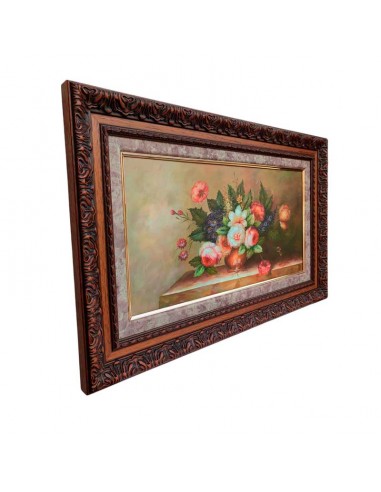 CUADRO BODEGÓN FLORAL AL OLEO 49x79