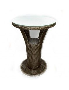 CONJUNTO DE JARDIN NOGAL MESA ALTA DE PIE Y TABURETES 2