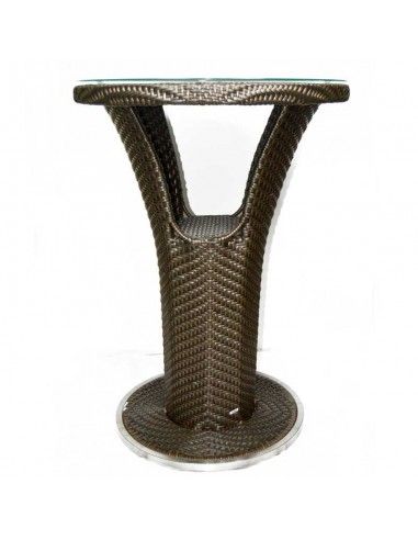 CONJUNTO DE JARDIN NOGAL MESA ALTA DE PIE Y TABURETES