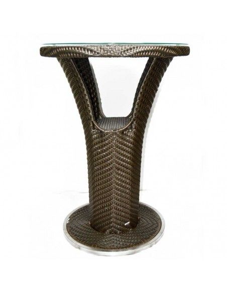 CONJUNTO DE JARDIN NOGAL MESA ALTA DE PIE Y TABURETES