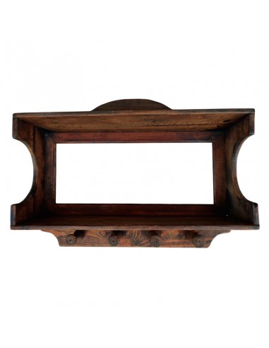 ESPEJO PERCHA MADERA CON ESTANTE 54x68