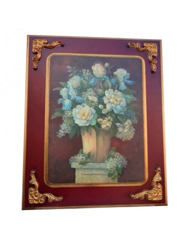 CUADRO FLORES Y HOJAS EN JARRÓN 55x45