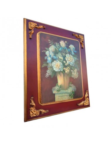 CUADRO FLORES Y HOJAS EN JARRÓN 55x45