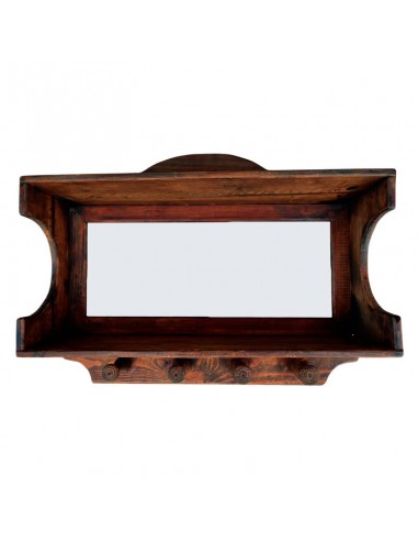ESPEJO PERCHA MADERA CON ESTANTE 54x68