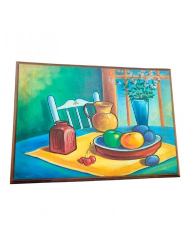 CUADRO CLASICO BODEGON JARRÓN AZUL 42x59