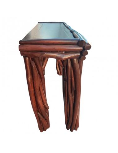 CONSOLA CON ESPEJO MADERA ENTRELAZADA