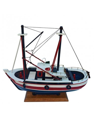 BARCO PESQUERO DE MADERA AZUL Y ROJO...