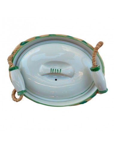 FUENTE OVALADA CON TAPA PORCELANA  15x26