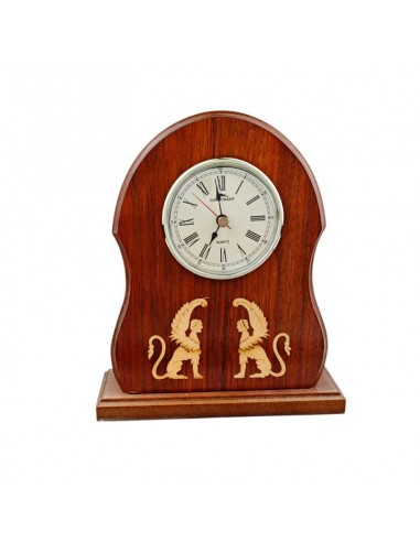 RELOJ SOBREMESA MADERA CON ESFINGES...
