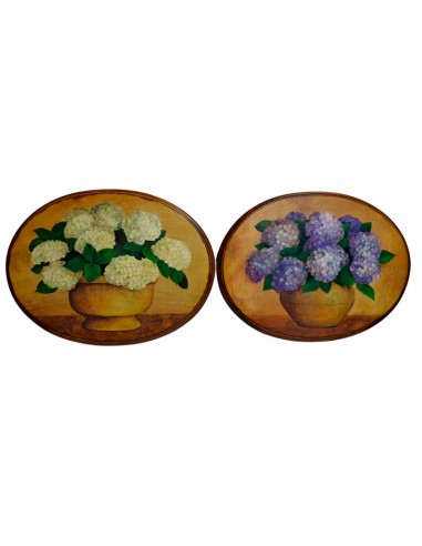 PAREJA CUADROS OVALADOS HORTENSIAS 31x41