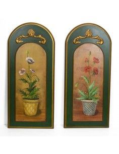 PAREJA DE CUADROS CON IMAGEN DE MACETA CON FLOR