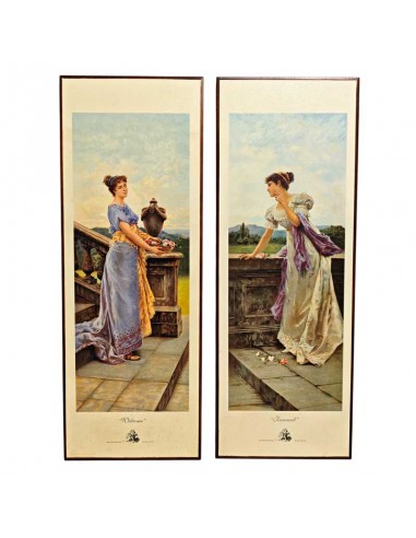 PAREJA CUADROS ÉPOCA MADERA MACIZA 70x25