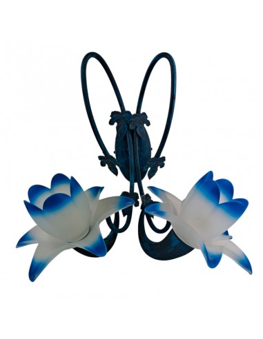 APLIQUE PARED FORJA FLORES AZUL 35x35