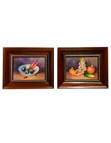 PAREJA CUADROS ÓLEO BODEGONES 33x40