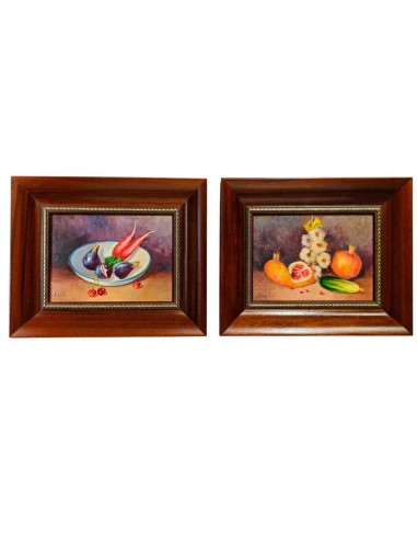 PAREJA CUADROS ÓLEO BODEGONES 33x40