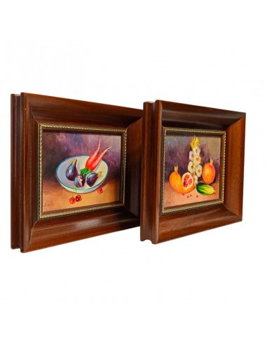 PAREJA CUADROS ÓLEO BODEGONES 33x40
