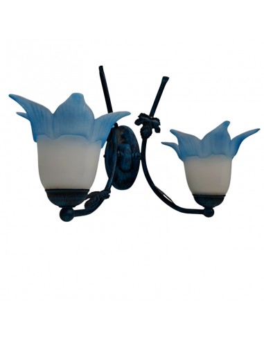 APLIQUE PARED FORJA FLORES AZUL 26x41
