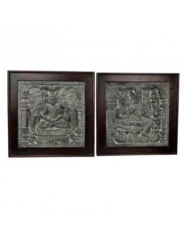 PAREJA DE CUADROS RELIEVE ÉTNICO...