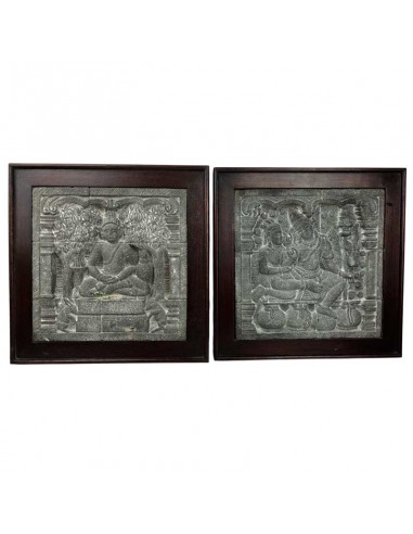 PAREJA DE CUADROS RELIEVE ÉTNICO...