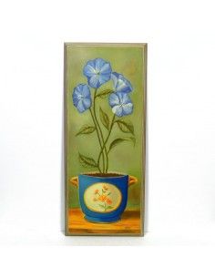 CUADRO DE FLOR AZUL EN MACETA