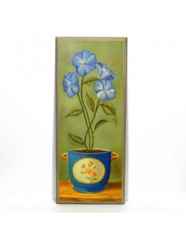 CUADRO DE FLOR AZUL EN MACETA