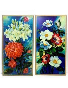 PAREJA DE CUADROS DE FLORES ALEGRES