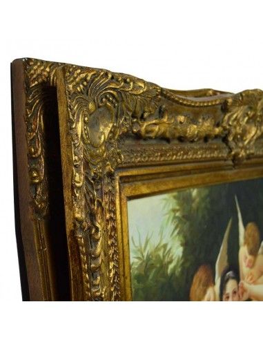 CUADRO CON PINTURA DE OLEO DE MADERA DORADO