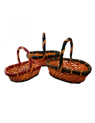 SET 3 CESTAS MIMBRE CON ASA 38x45