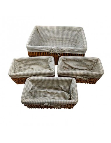 SET DE 4 CESTAS DE MIMBRE CON FORRO...